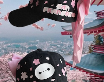 PRE ORDER processing time 2-3 weeks!! Big Hero 6 Baymax pink cherry blossom inspired hat with removable/interchangable bow // San Fransokyo