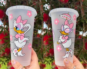 Toontown Daisy inspired cold cup  // Duck // Spring // Floral Flower // Magic