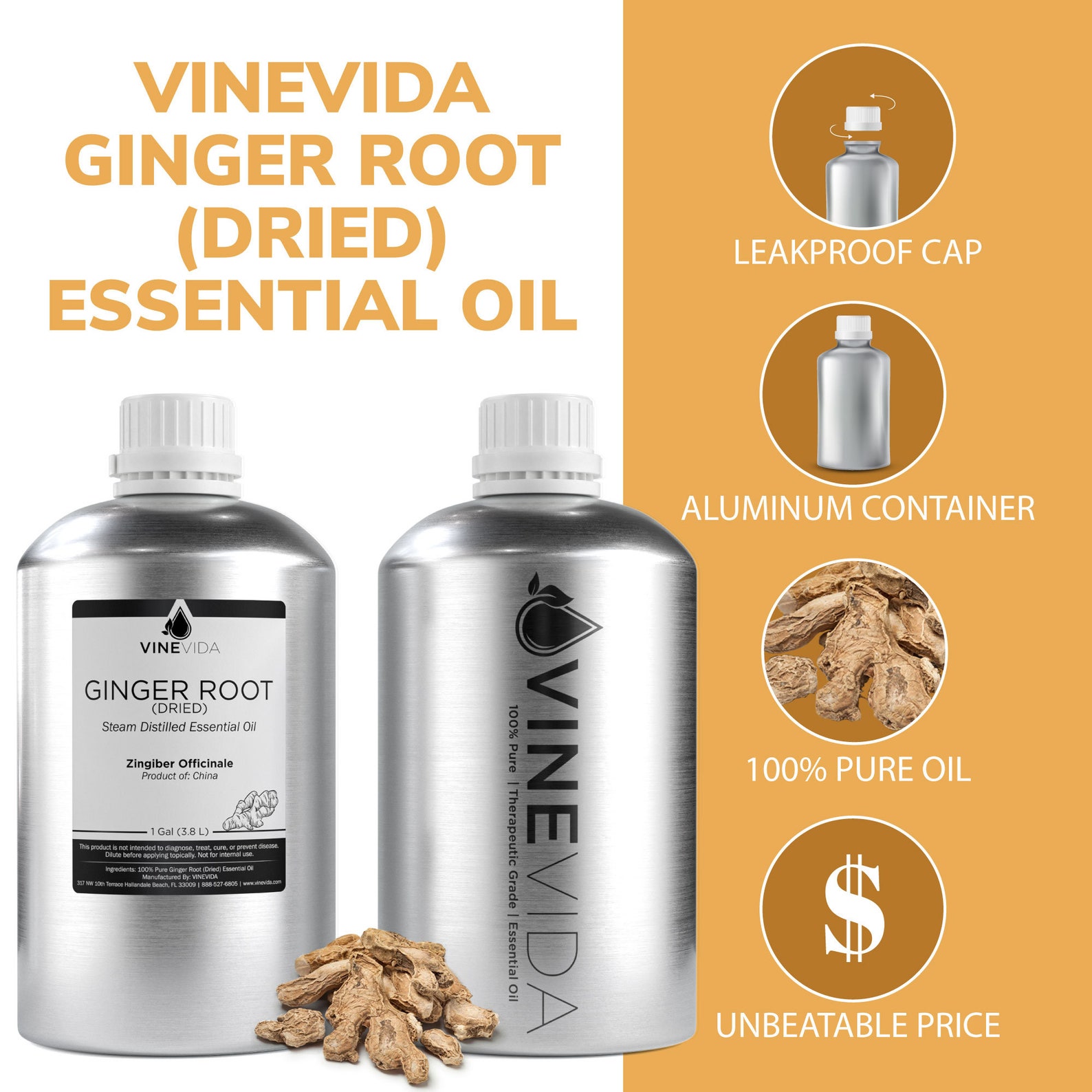 Bulk Ginger Root Dry Essential Oil Gallon 8 Lbs in Aluminum Etsy UK