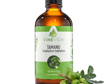 VINEVIDA Premium Tamanu Oil - Aceite portador puro y natural para cabello, rostro, cuidado de la piel, aromaterapia, masajes