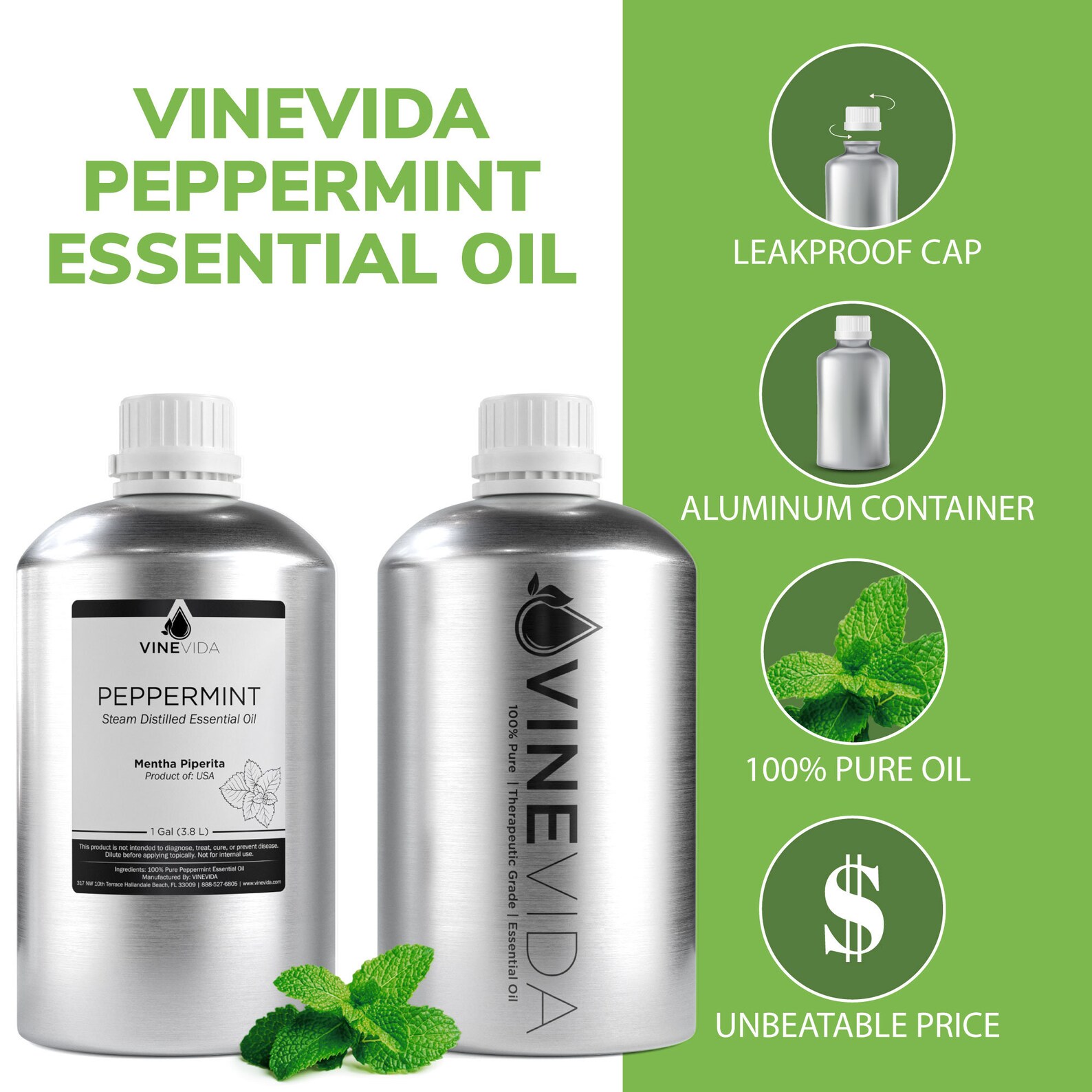 Bulk Peppermint Essential Oil Gallon 8 Lbs in Aluminum Etsy