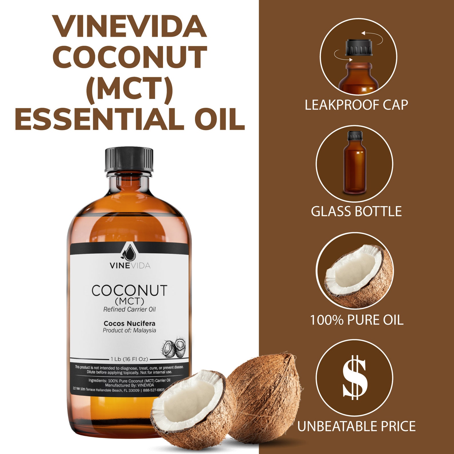 Bulk Coconut Carrier Oil MCT 16 Oz 1 Pound in Glass Bottle Etsy