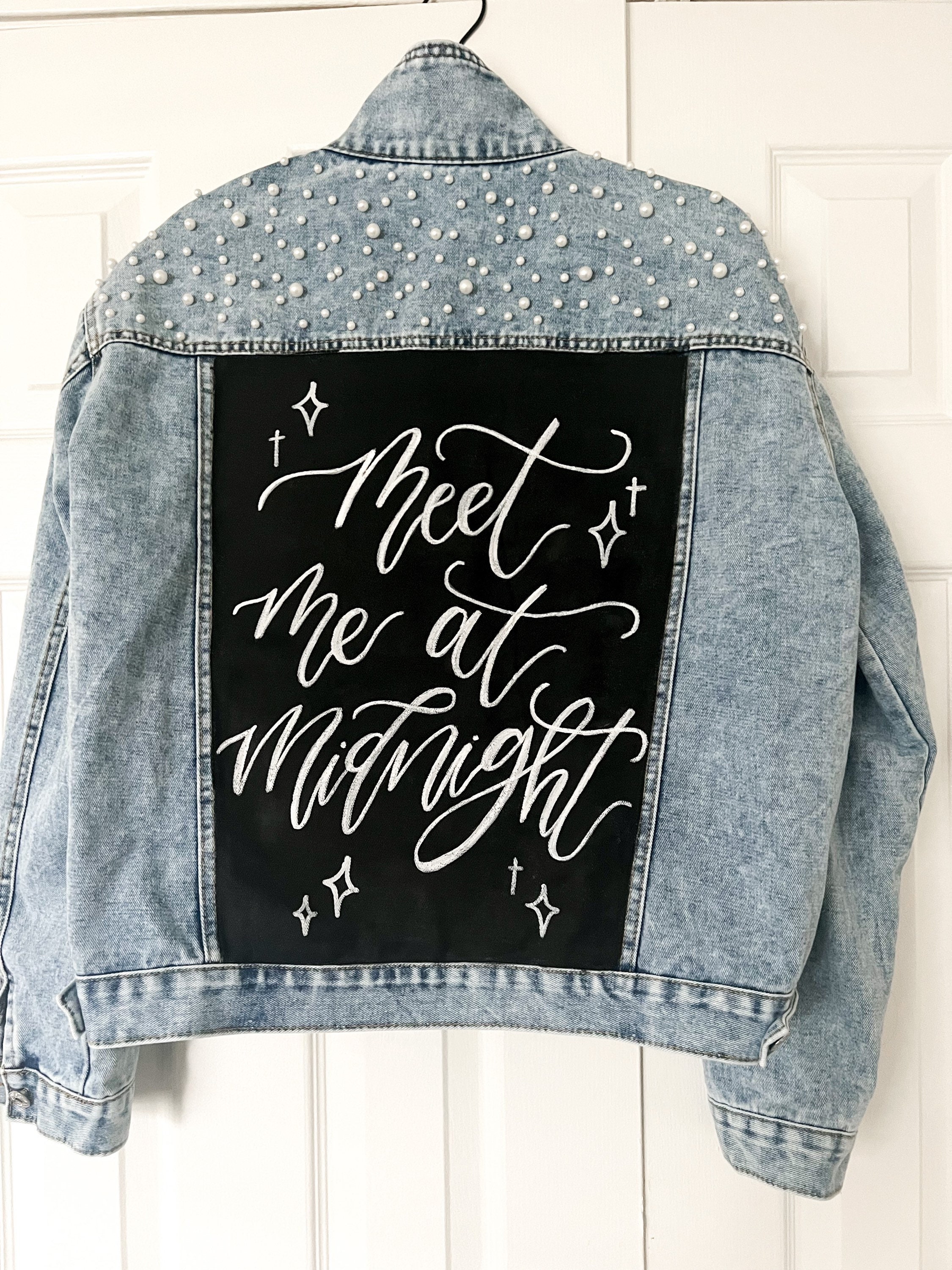 Custom Hand Painted Pearl Denim Jacket Hand lettered Custom Pearl Jean Jacket Wedding Future Bride Bride Gifts Taylor Swift Etsy Canada
