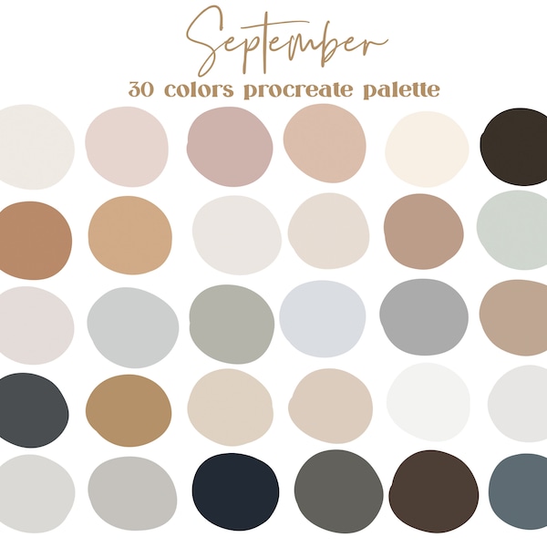 September Neutrals Procreate Color Palette / Ipad Procreate Swatches / Instant Download  / Fall Colors / Autumn Colors / Warm Tones