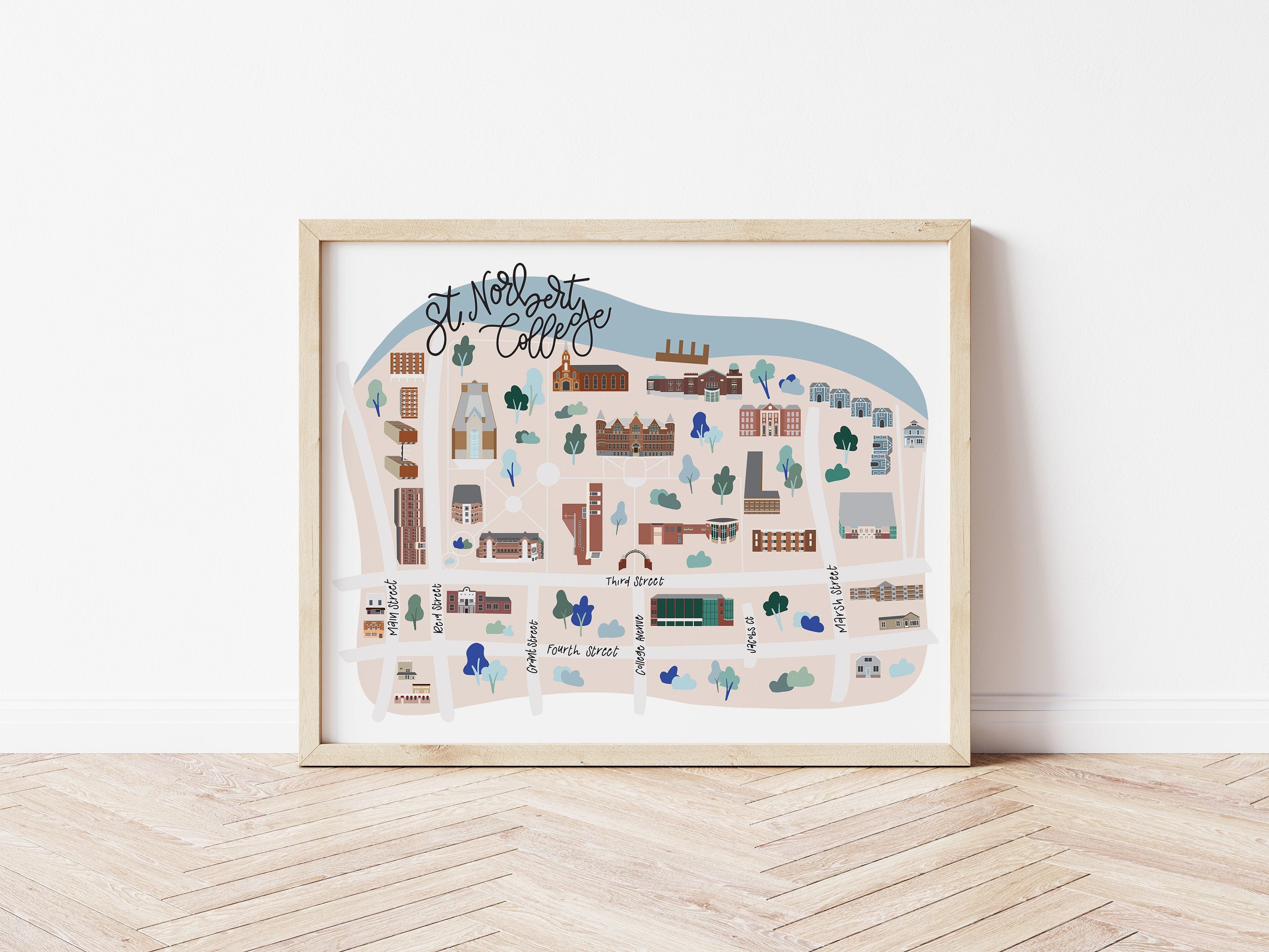 St Norbert College Campus Map St. Norbert College Map Print St.norbert Map St. Norbert Art | Etsy