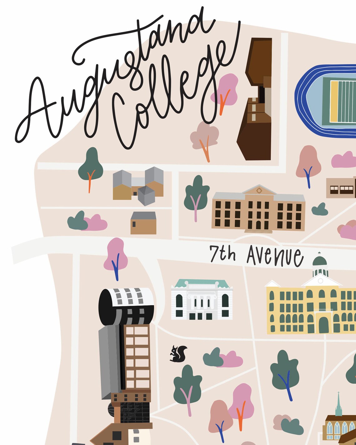 Augustana College Map 8x10 Print Physical Print Augie Map  Etsy