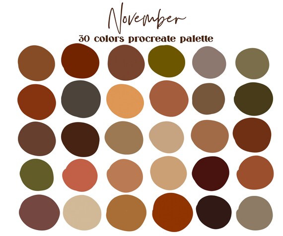 November Neutrals Procreate Color Palette / iPad Procreate Swatches / Instant Download / Fall Colors / Autumn Colors / Warm Tones - Etsy