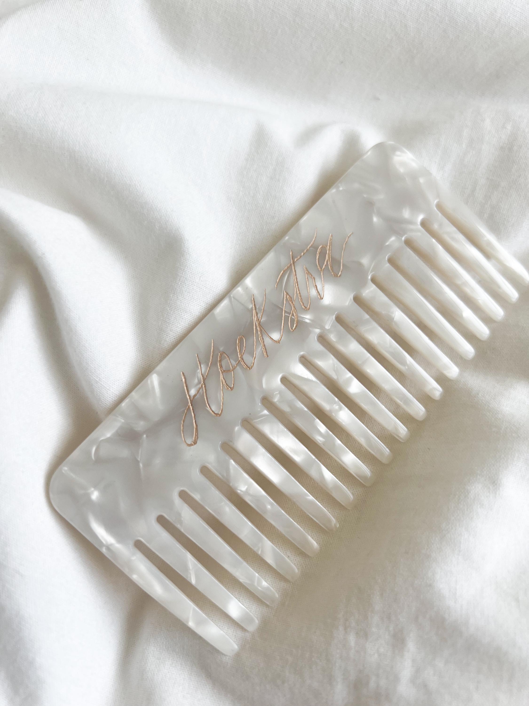 Personalized Engraved Wide Tooth Comb, Custom White Comb  display picture 2