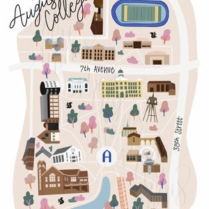 Augustana College Map 8x10 Print, Physical Print Augie Map, Augustana 