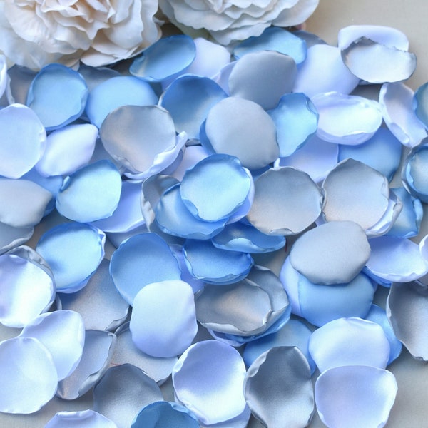 Gray Rose Petals, White Rose Petals, Sky Blue Petals Winter Wedding Decor Flower Girl Petals Bridal Shower Decor Winter Aisle Runner Decor