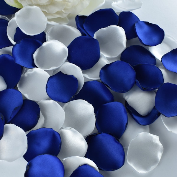 Royal Blue Rose Petals, White Rose Petals Wedding Decor Flower Girl Basket Bridal Shower Decor Blue and White Decor Royal Blue Decor