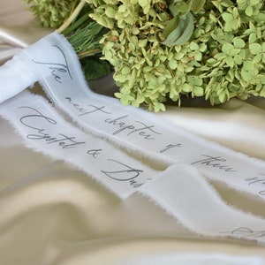 Nastro per bouquet da sposa personalizzato bianco per fiori, nastro trasparente in tulle per fiori da sposa, vocali personalizzate, ricordo di nozze