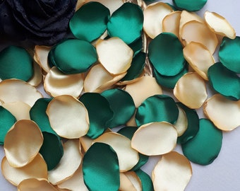 Gold Rose Petals, Emerald Green Flower Petals Gold and Green Wedding Decorations African Wedding Flower Girl Petals Petal Toss Aisle Runner