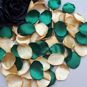 Gold Rose Petals, Emerald Green Flower Petals Gold and Green Wedding Decorations African Wedding Flower Girl Petals Petal Toss Aisle Runner