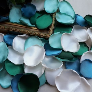 NOVITÀ Blu verde acqua, Verde scuro, Avorio, Menta Petali di rosa fatti a mano Foresta, Decorazione per matrimonio sulla spiaggia Decorazione per tavolo e corridoio Petali per ragazza di fiori