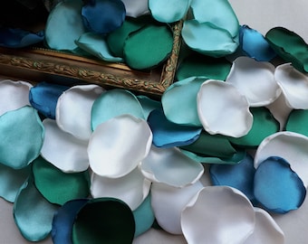 NEW Teal Blue, Dark Green, Ivory, Mint Handmade Rose Petals Forest, Beach Wedding Decoration Table & Aisle Decoration Flower Girl Petals