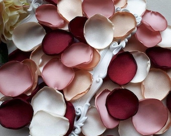 Rose Gold Rose Petals, Burgundy Petals, Ivory Petals, Champagne Handmade Petals Wedding Decoration Table & Aisle Decor Flower Girl Petals