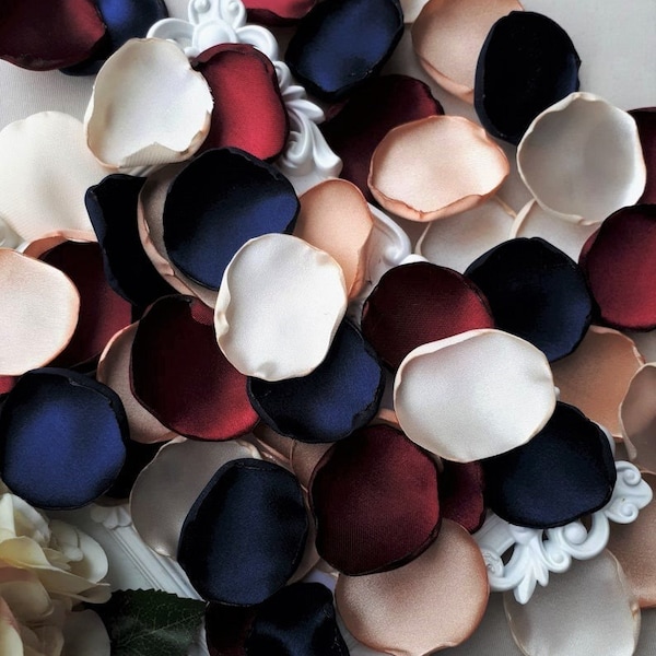 Burgundy, Champagne Rose Petals Ivory, Navy Blue Flower Petals Wedding Aisle Decoration Flower Girl Petals Table Decoration Bridal Shower