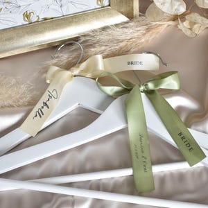 Personalized Wedding Hanger Ribbon, Custom Bridal Dress Name Tags