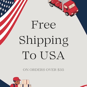 a red truck and a white truck with the words free shipping to usa on it