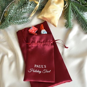 Satin Drawstring Bag | Custom Name Pouch Vinyl Text | Personalized Sachet | Jewelry Package Pouch | Bridesmaid Favor Gift | Wedding Keepsake image 6