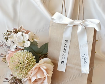 Custom Paper Gift Bag | Personalized Bridal Party Present Bag | Bridesmaid Favors Ribbon Giftbag | Eco Friendly Paper Gift Bag
