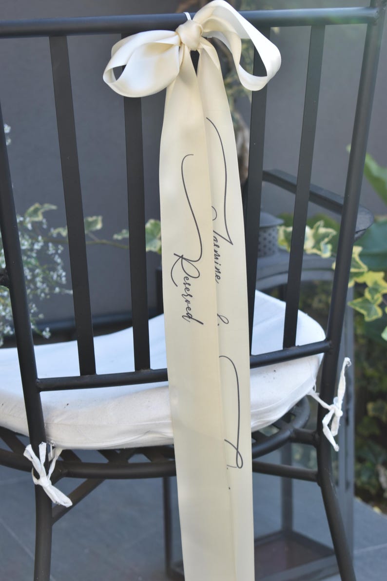 Personalized Wedding Chair Seating Ribbon, Personalized Satin Ribbon ...