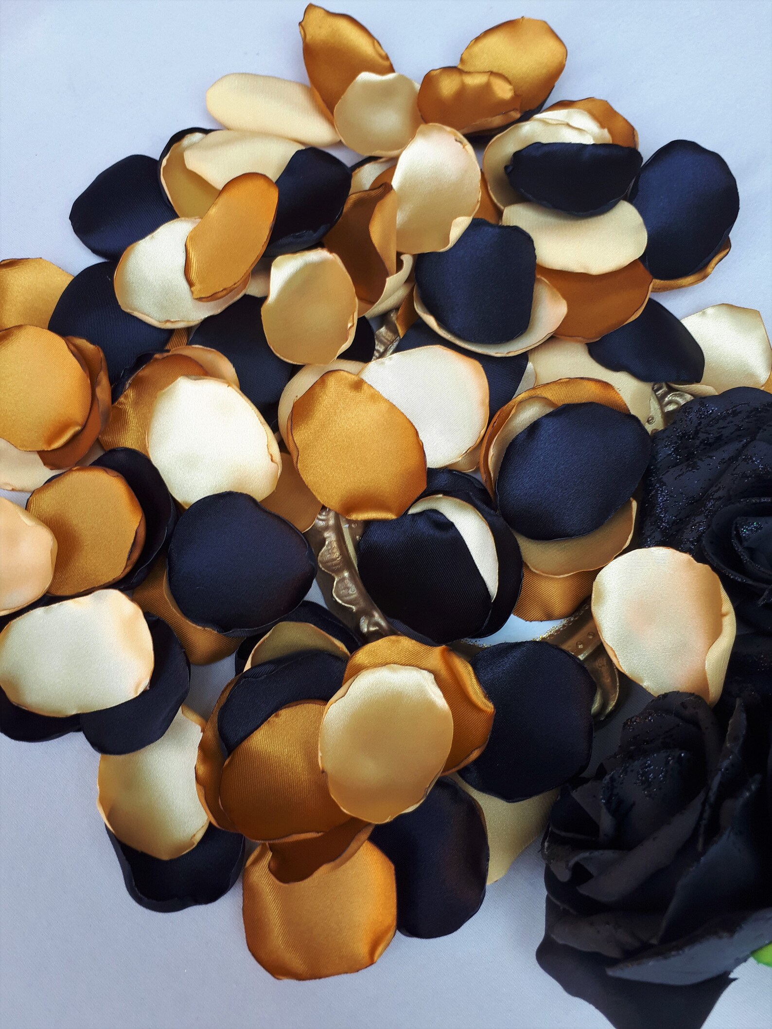 Black Rose Petals Gold Rose Petals Copper Flower Petals Black Etsy