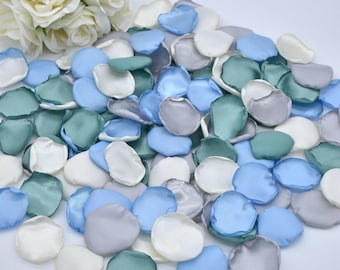 Eucalyptus Rose Petals, Light Blue Petals, Silver, Ivory Petals Summer Wedding Decor Beach Wedding Decor Flower Girl Petals Sky Blue Petals