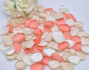 Coral Rose Petals, Champagne Petals, Ivory Petals Fall Wedding Decor Flower Girl Petals Coral Wedding Decor Table Decor Aisle Runner