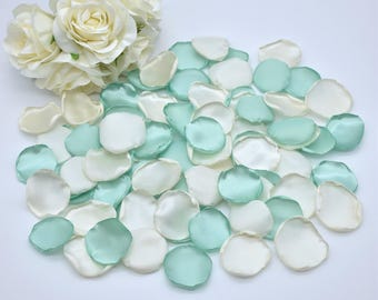 Mint Rose Petals, Ivory Petals Mint Wedding Decor Beach Wedding Decor Flower Girl Petals Summer Wedding Decor Petal Toss Mint Aisle Runner