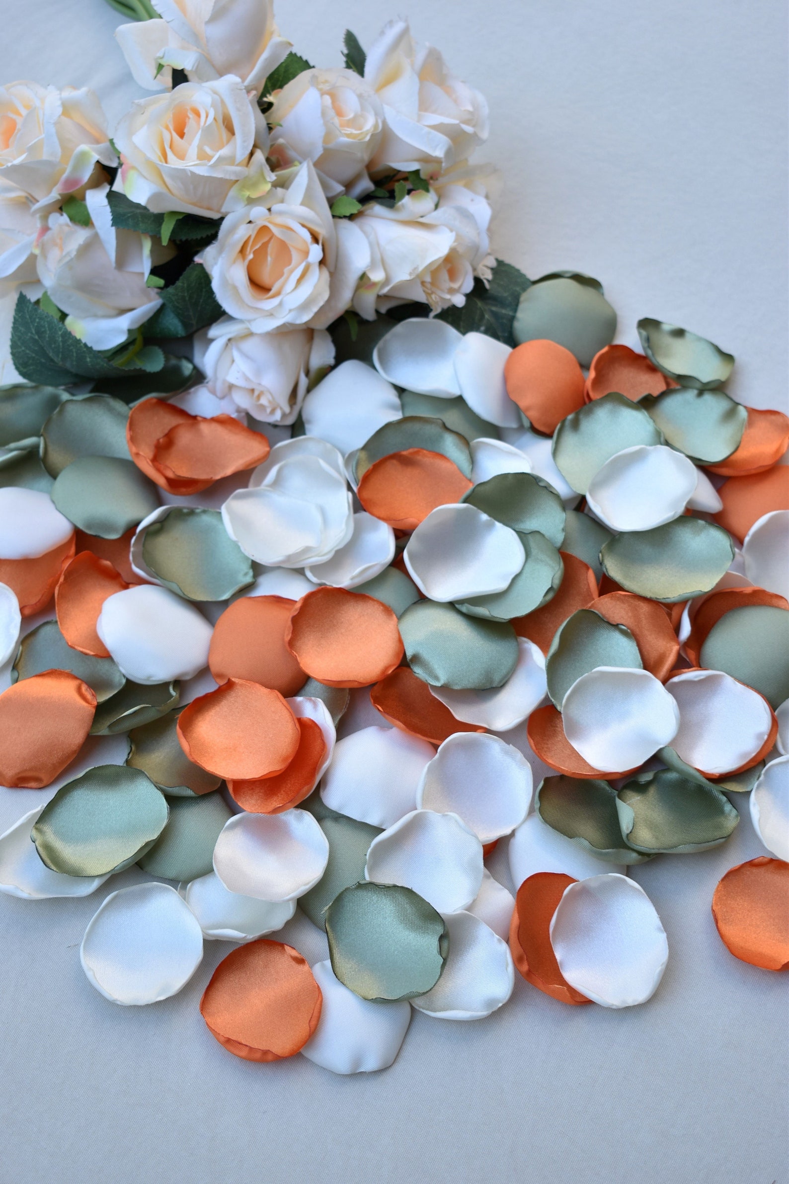 Sage Green Rose Petals Ivory Burnt Orange Rose Petals Fall Etsy