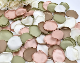 Petali verde salvia, petali rosa antico, petali tortora, petali rosa avorio, decorazioni per matrimoni rosa antico, petali per damigelle, decorazioni per corridoi