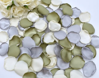 Sage Green Rose Petals, Silver Rose Petals, Ivory Petals Sage Wedding Decor Flower Girl Petals Silver Wedding Decor Gray Rose Petals Toss