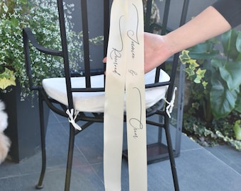 Personalized Wedding Chair Seating Ribbon, Personalized Satin Ribbon Seating Tags, Reserved Seating Tags Wedding Chair Decor Name Place Tags