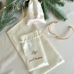 Satin Drawstring Bag | Custom Name Pouch Vinyl Text | Personalized Sachet | Jewelry Package Pouch | Bridesmaid Favor Gift | Wedding Keepsake image 7