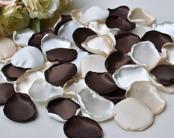 Personalized Rose Petals Brown, Champagne, Ivory Petals Fall Wedding Decor Flower Girl Petals Bridal Shower Decor Autumn Decor Petal Toss