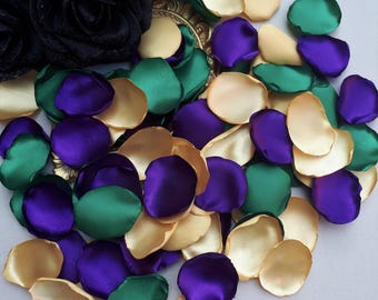 Dark Purple Flower Petals Gold Rose Petals Kelly Green Petals Gothic Wedding Decorations Halloween Party Decor Flower Girl Petals Petal Toss
