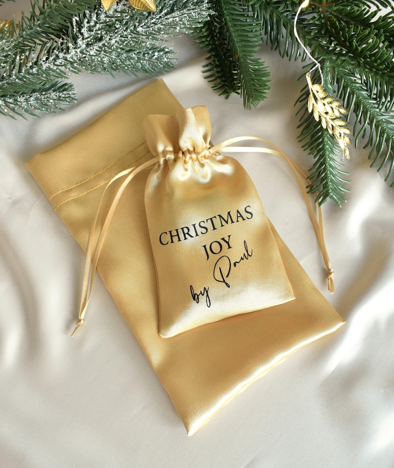 Satin Drawstring Bag | Custom Name Pouch Vinyl Text | Personalized Sachet | Jewelry Package Pouch | Bridesmaid Favor Gift | Wedding Keepsake image 5