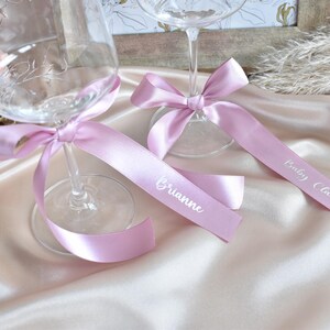 Personalized Wine Glass Ribbon, Vinyl Text, Custom Champagne Glass ...
