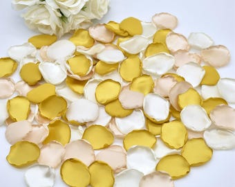 Mustard Rose Petals, Champagne Petals, Ivory Petals Mustard Wedding Decor Flower Girl Petals Fall Wedding Decor Mustard Aisle Runner Decor