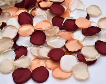 Personalized Rose Petals Burgundy, Peach Ivory, Champagne Petals Fall Wedding Decor Flower Girl Petals Maroon Wedding Decor Fake Rose Petals