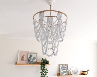 beaded coastal chandelier