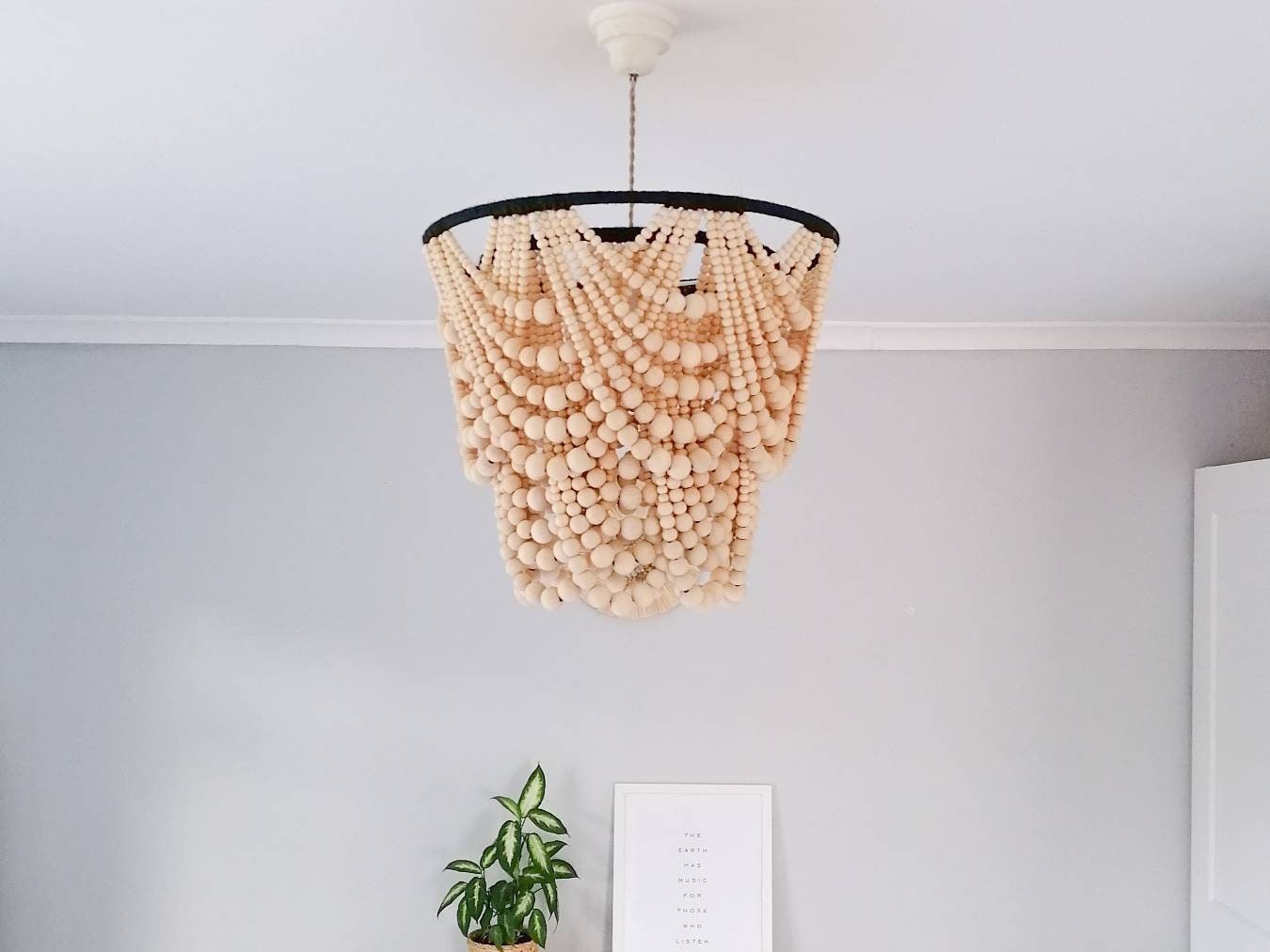 Wooden beaded lampshade new arrivals