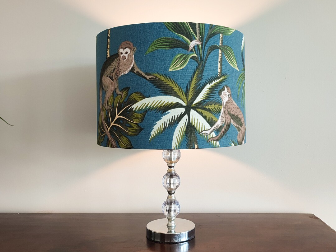 Botanical Lampshade Rainforest Light Shade Emerald Green Statement Lampshade Table Lamp Floor ...