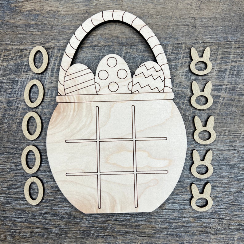 Easter Basket Miniature Tic Tac Toe Game With Game Pieces. Laser Cut ...