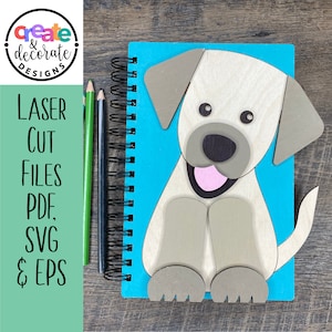 Dog/Puppy Wooden Notebook Cover Laser Cut Files. svg, pdf, eps, png