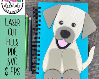 Dog/Puppy Wooden Notebook Cover Laser Cut Files. svg, pdf, eps, png