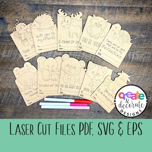 Tarjetas de San Valentín KIT de manualidades de bricolaje para niños Archivos de corte láser. Apto para Glowforge, Archivos digitales svg, pdf, eps y png.