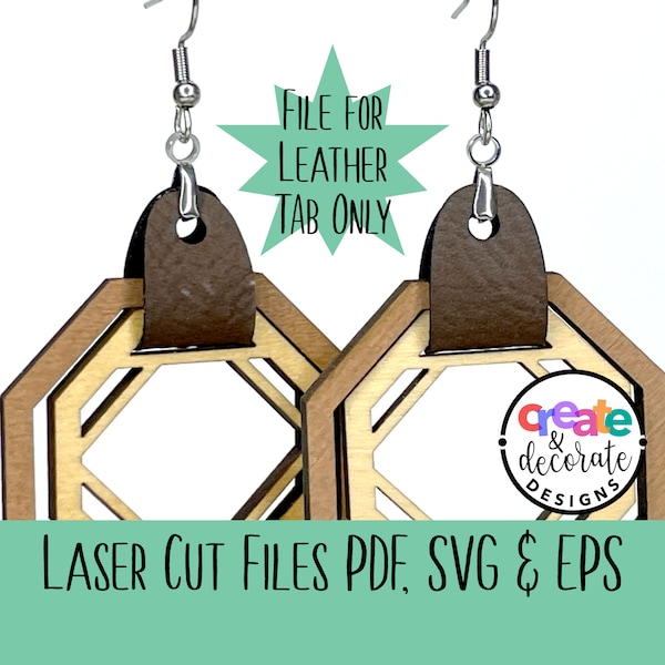 Leather tab for earrings. Laser Cut digital file. pdf,svg, and eps
